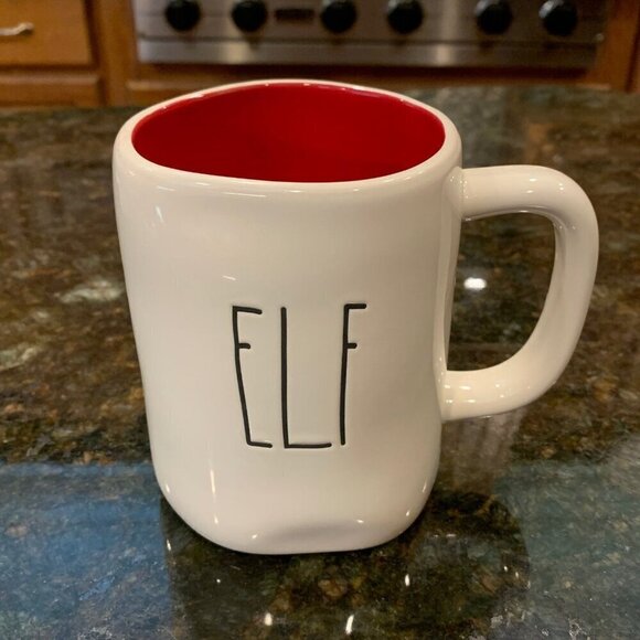 Rae Dunn ELF Mug Large Coffee Cup Christmas Ceramic Magenta Red Farmhouse Gift - Picture 7 of 7